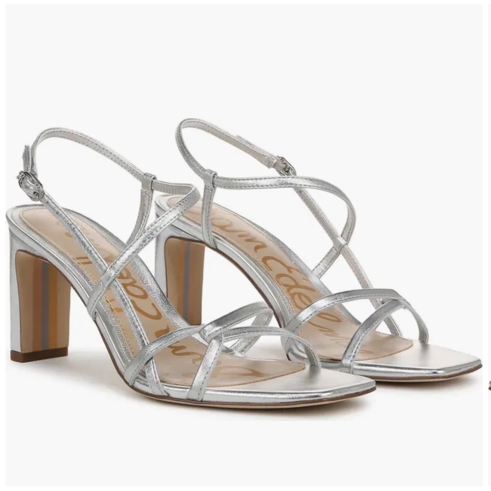 Sam Edelman Silver Strappy Block Heel Sandals